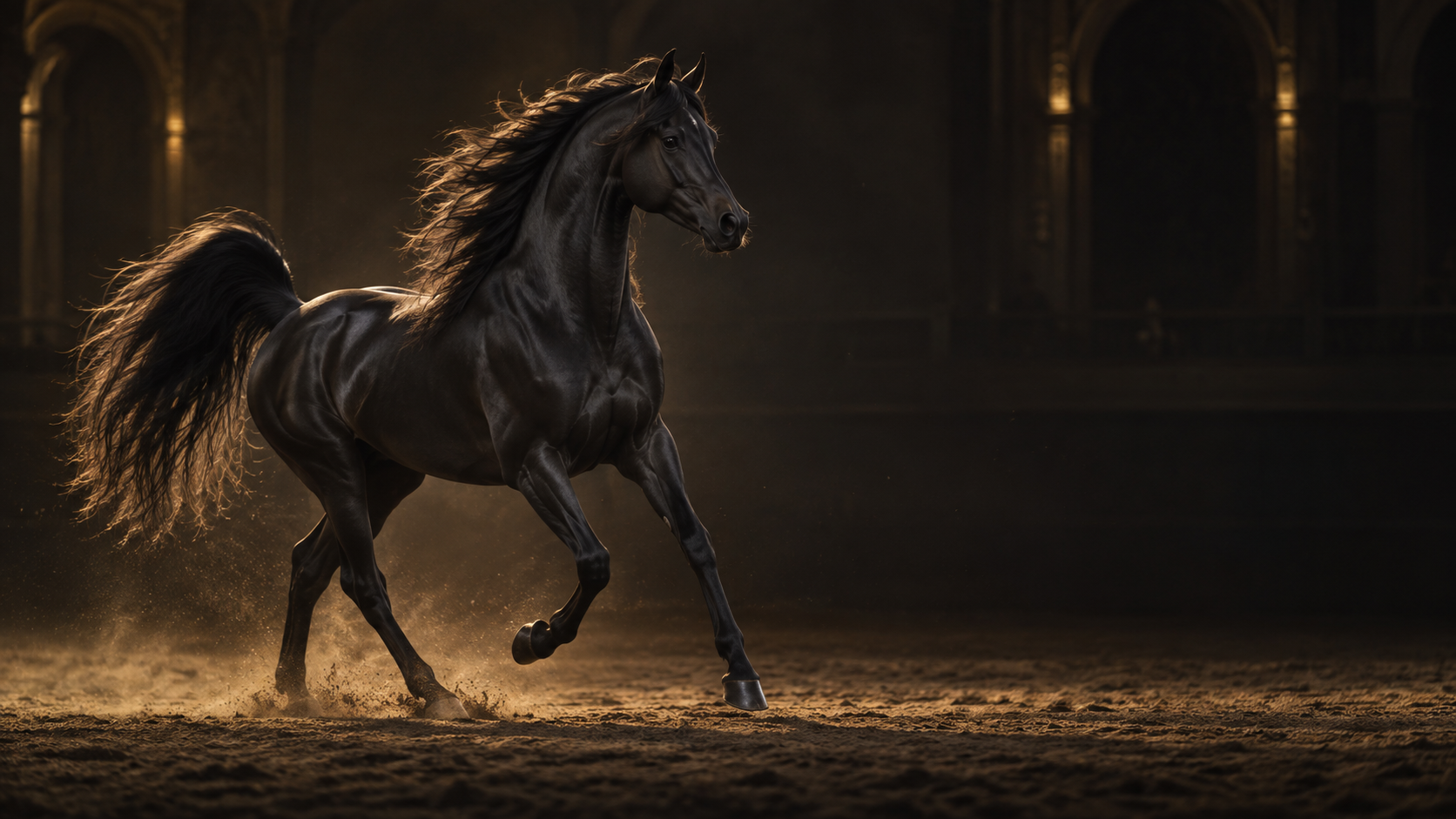 Paris Al Jawaher, black Arabian horse