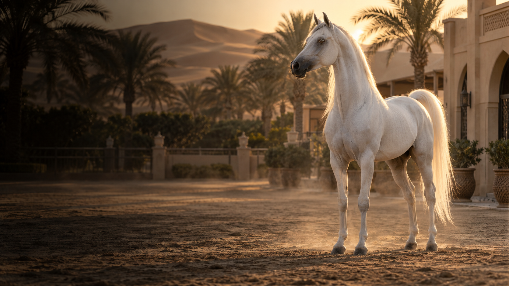 Star Farid, white Arabian stallion